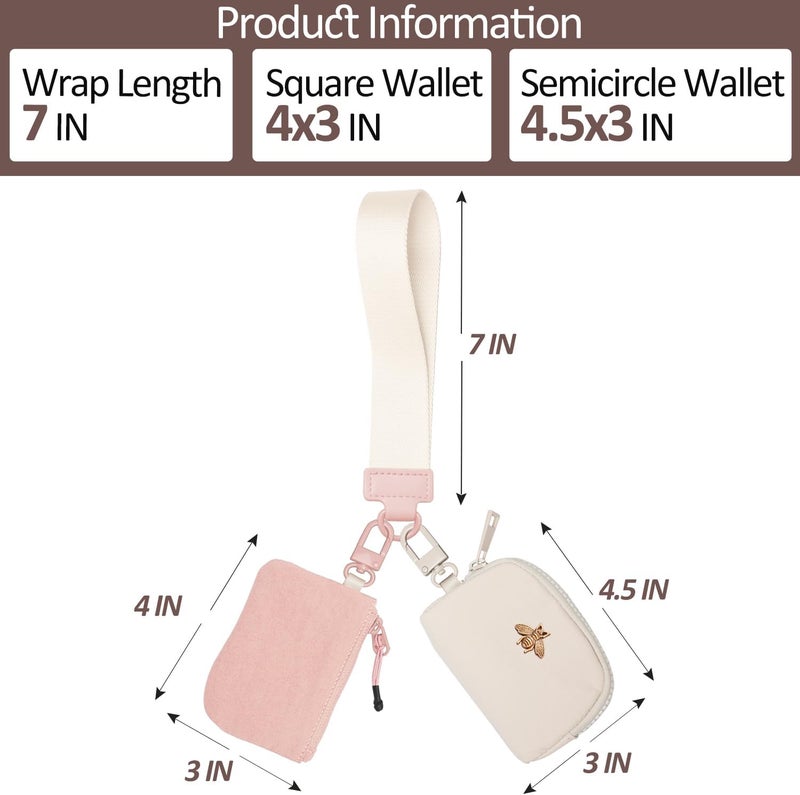 COOLANS Mini Wristlet Wallets Dual Pouch,Around Wristlet Handbag Wallet for Women Zip Cards Holder,Wristlet Bracelet Purse - Image 3